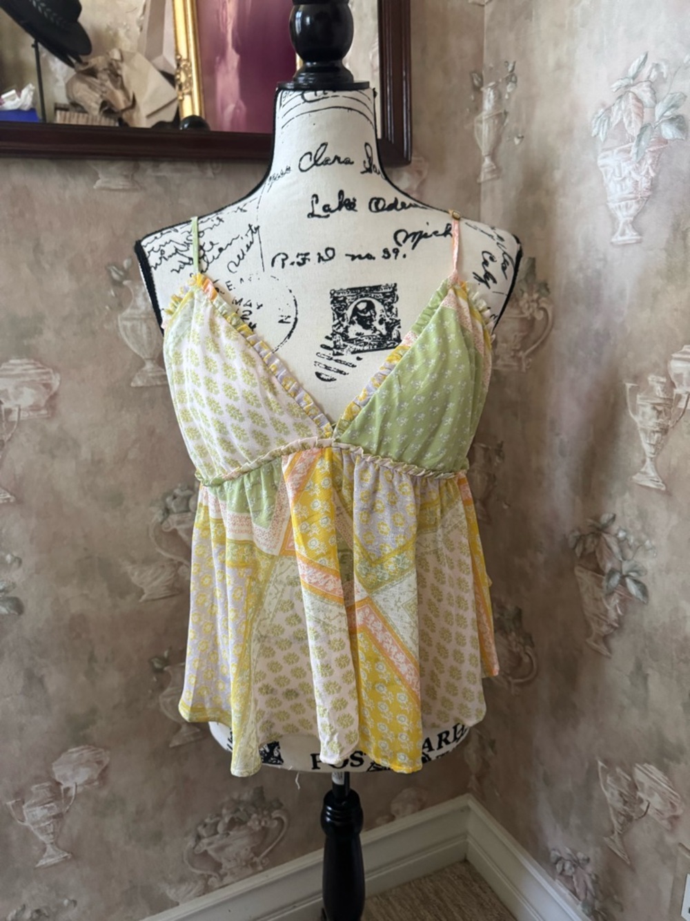 FREE PEOPLE RUFFLED ALIX PRINTED CAMISOLE XL - Picture 7 of 9